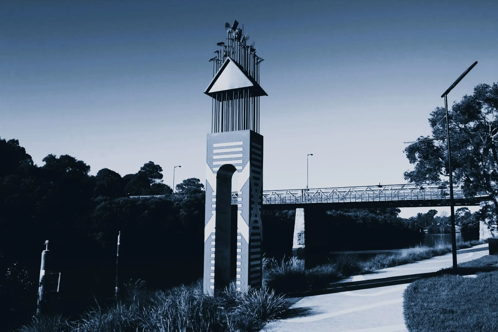 Parramatta River sculpture and bridge